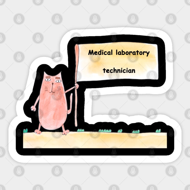 Medical laboratory technician, profession, work, worker, professional, cat, humor, fun, job, humorous, watercolor, animal, character Sticker by grafinya